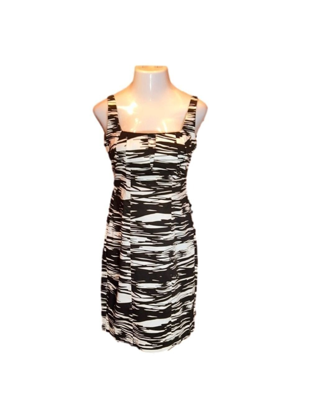 CALVIN KLEIN Lovely Brown & White Print Dress Size 8